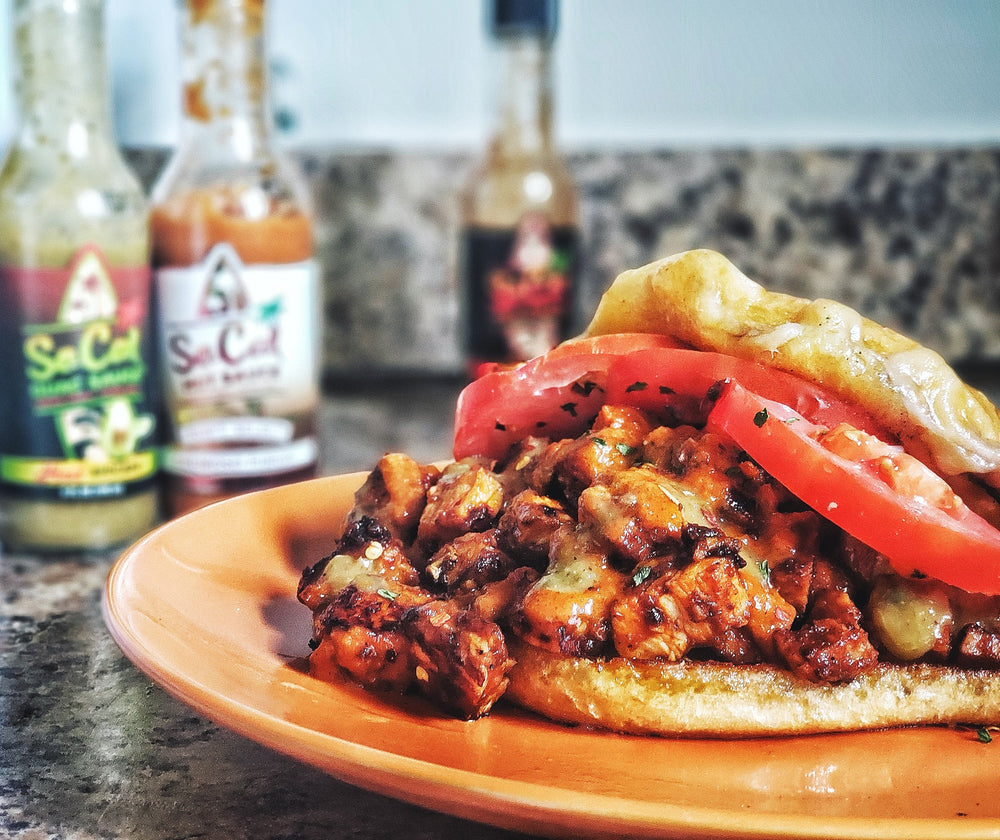Torta using SoCal Hot Sauce and Guac Sauce